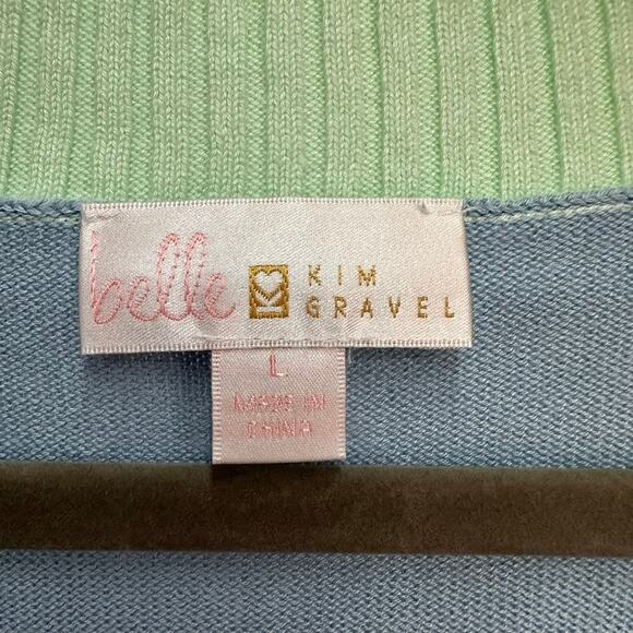 Belle by Kim Gravel Large Knitted Sweater V-Neck Color Block Casual Comfort - Picture 6 of 10